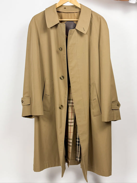 Trench Vintage Cotone Beige con Fodera a Quadri