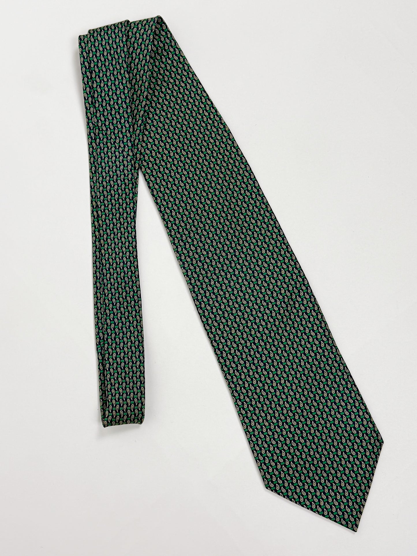 Cravatta Vintage Valentino Seta Made in Italy Verde Blu