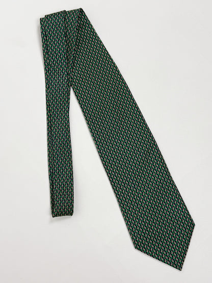 Cravatta Vintage Valentino Seta Made in Italy Verde Blu