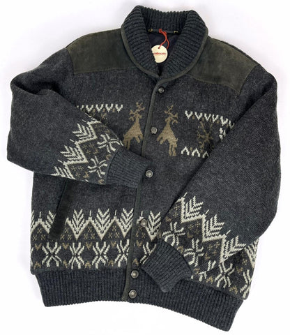 Cardigan Vintage Uomo Grigio Acrilico e Lana Made in Italy