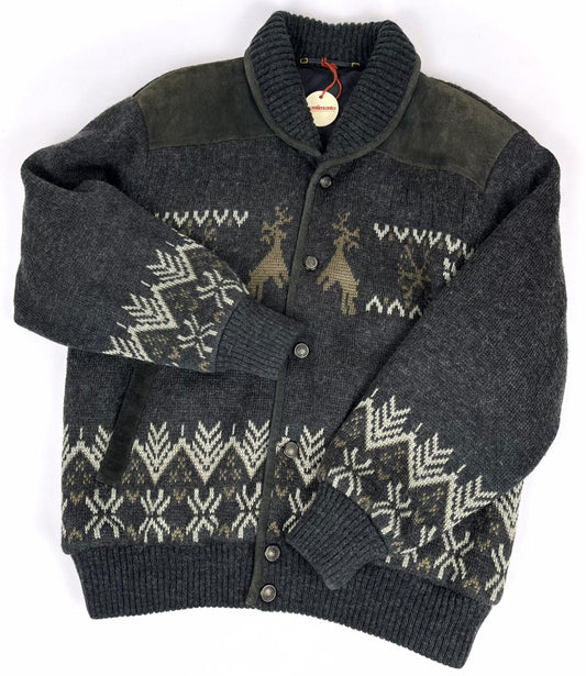 Cardigan Vintage Uomo Grigio Acrilico e Lana Made in Italy