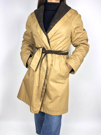 Trench Vintage Donna Double Face Anni '90 – Cotone Reversibile Beige Marrone