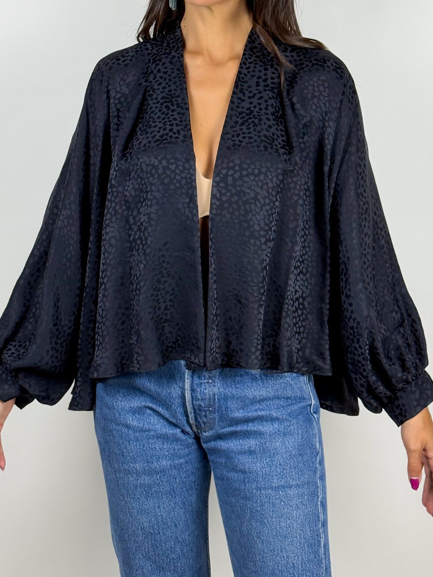 Bolero Vintage nero in Pura Seta - Anni '80