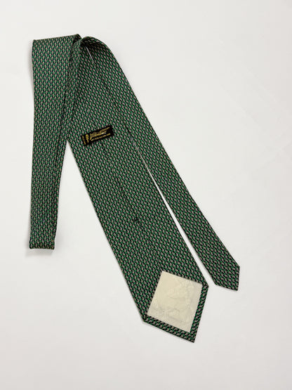 Cravatta Vintage Valentino Seta Made in Italy Verde Blu