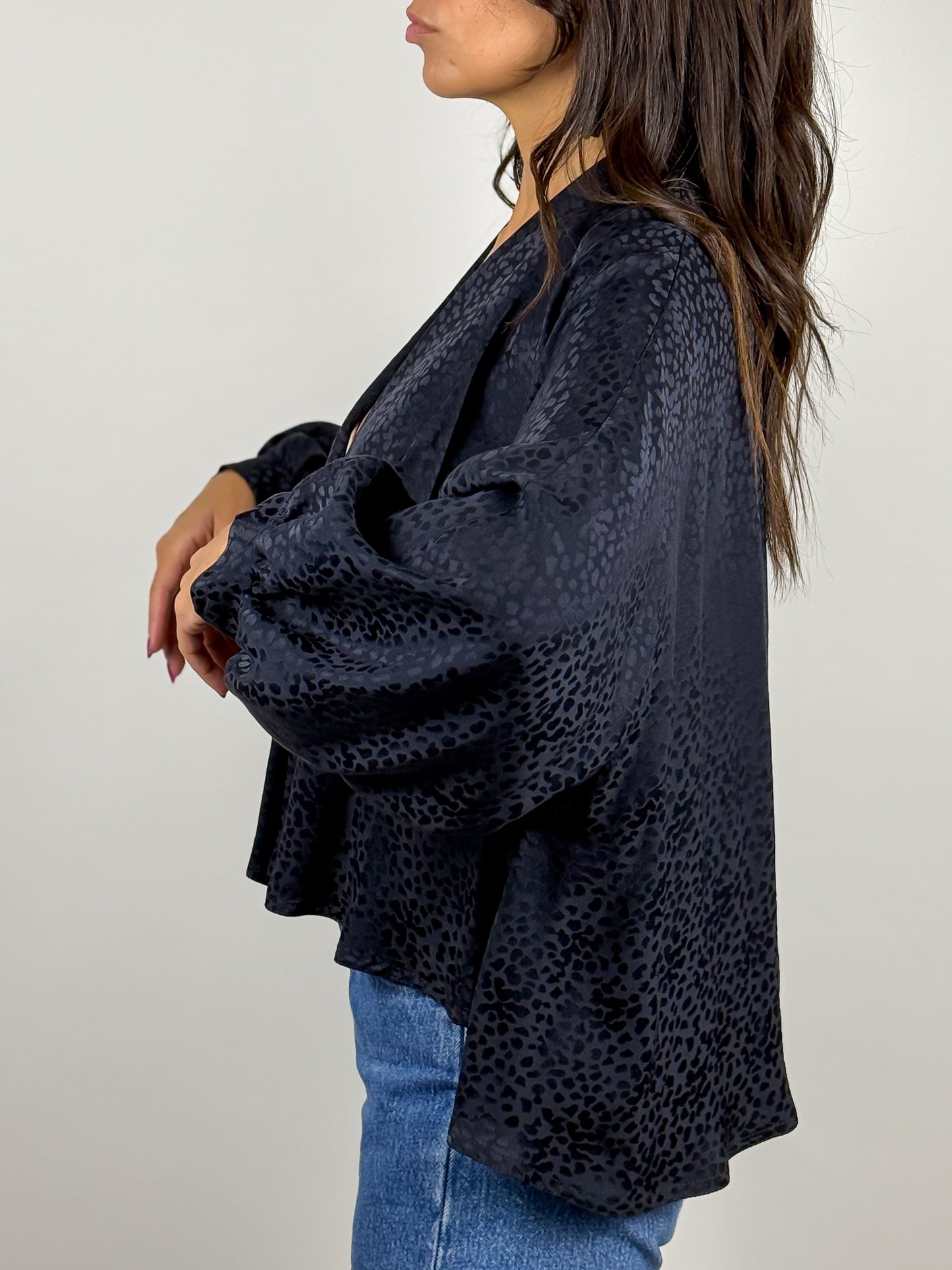 Bolero Vintage nero in Pura Seta - Anni '80