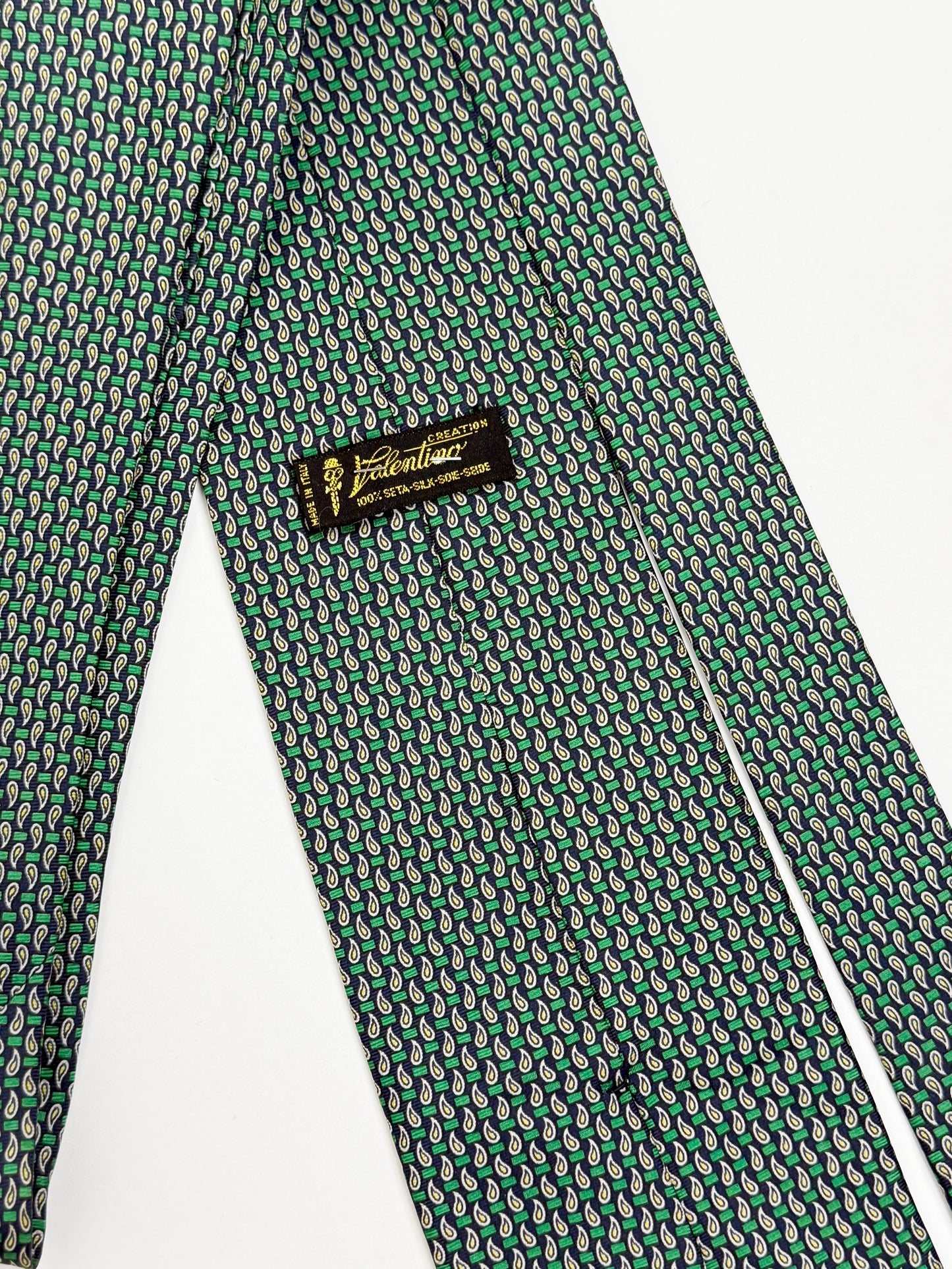 Cravatta Vintage Valentino Seta Made in Italy Verde Blu