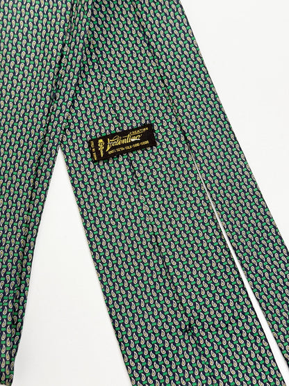 Cravatta Vintage Valentino Seta Made in Italy Verde Blu