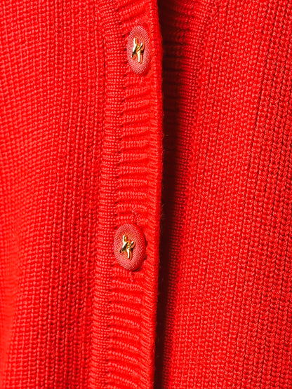 Cardigan Vintage Lana Merinos Rosso Donna Made in Italy