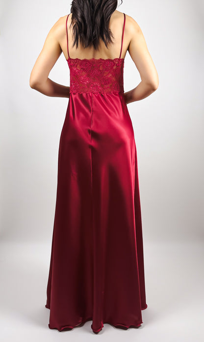 SLIPDRESS VINTAGE ROSSO CON PIZZO