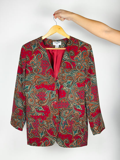 Blazer Donna Vintage Fantasia Paisley Rosso