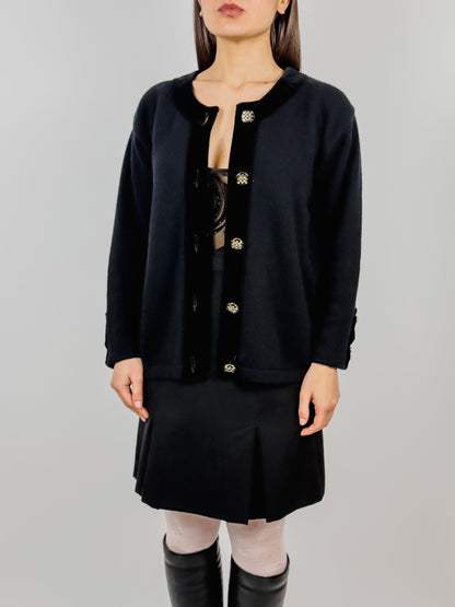 CARDIGAN ANNI ’80 CON DETTAGLI IN VELLUTO