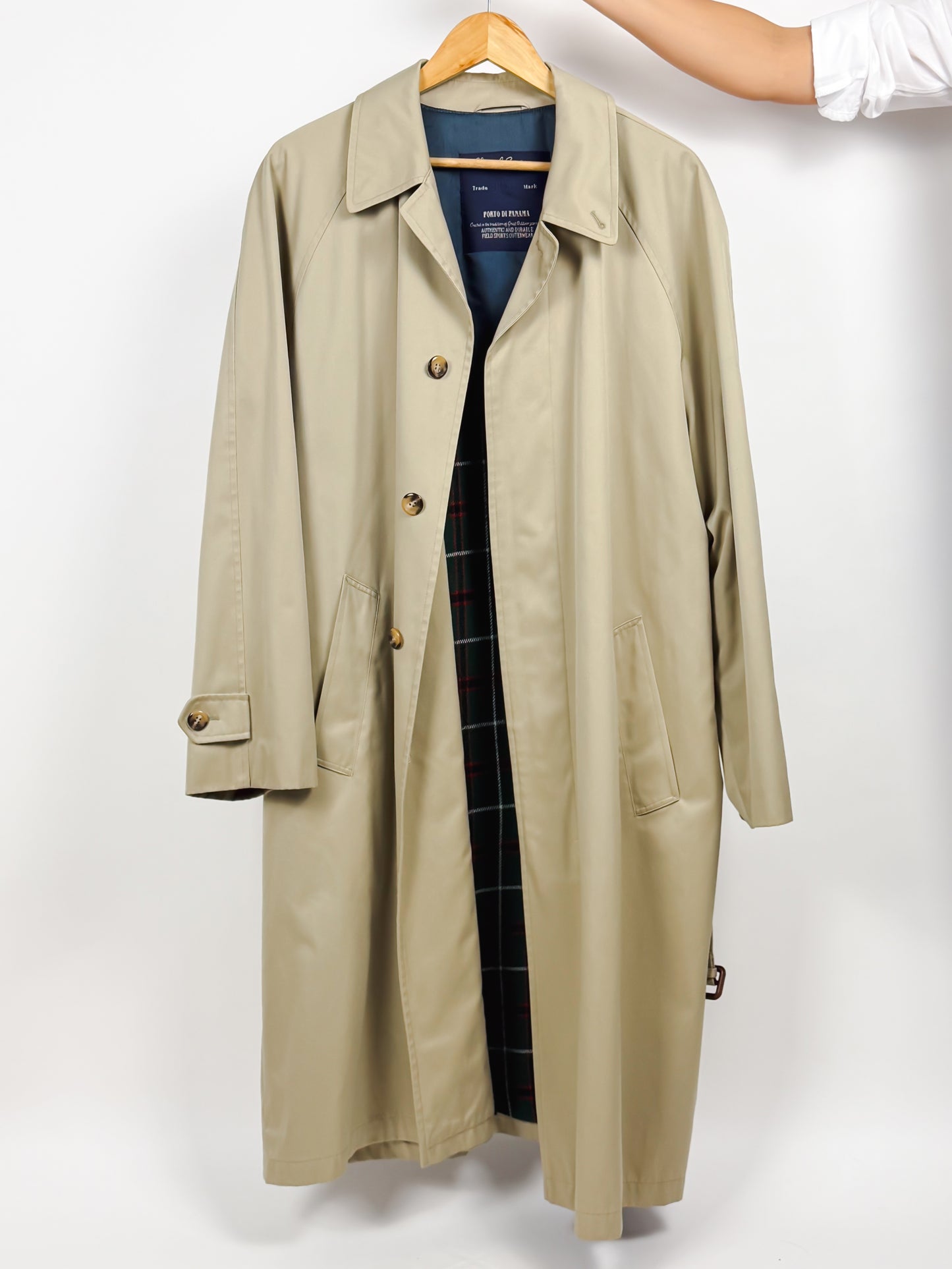 Trench Vintage Beige Lungo in Cotone