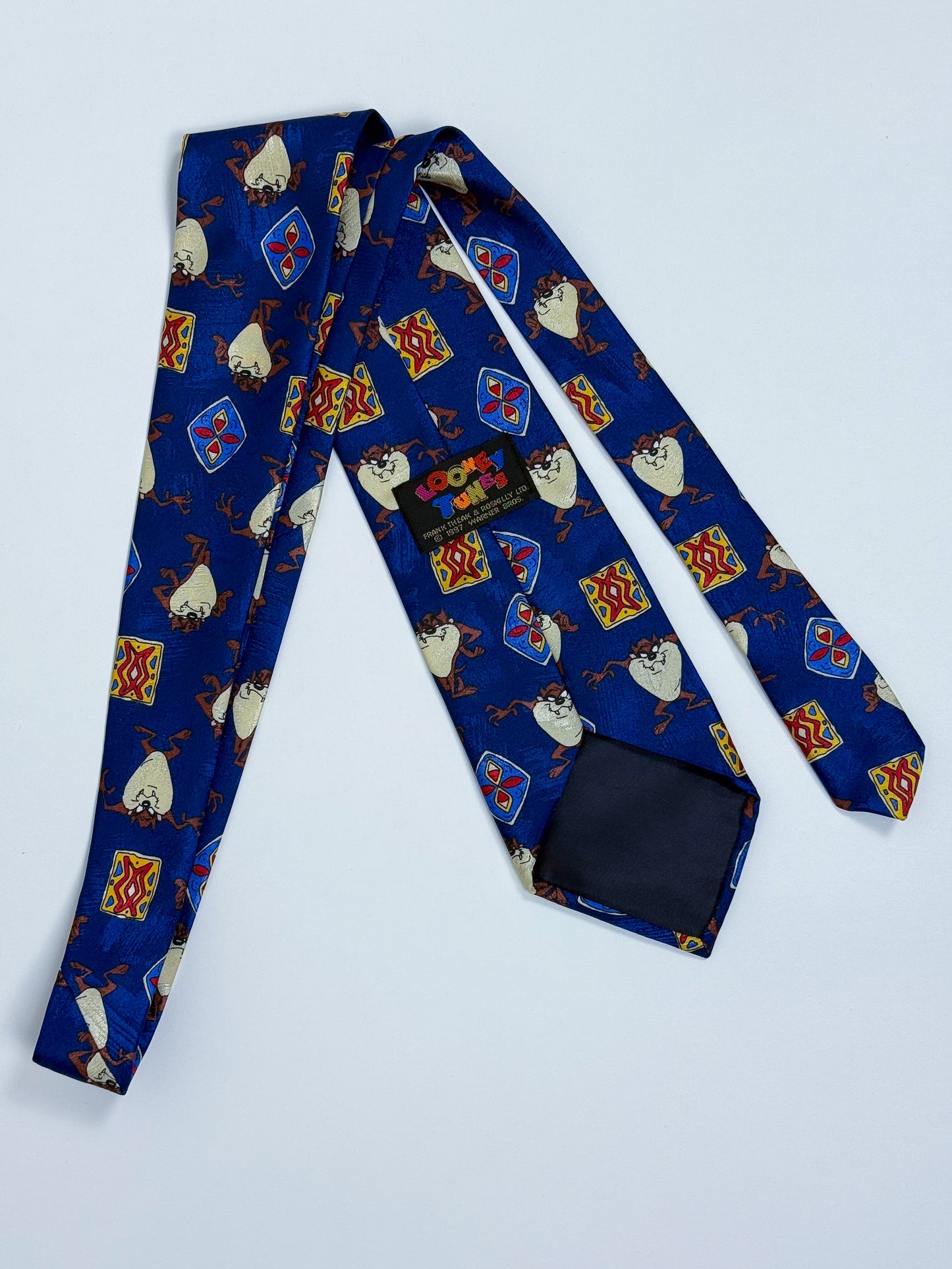 Cravatta Vintage Taz Looney Tunes Anni '90 - Fondo Blu con stampa