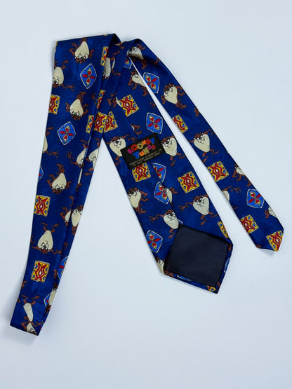 Cravatta Vintage Taz Looney Tunes Anni '90 - Fondo Blu con stampa
