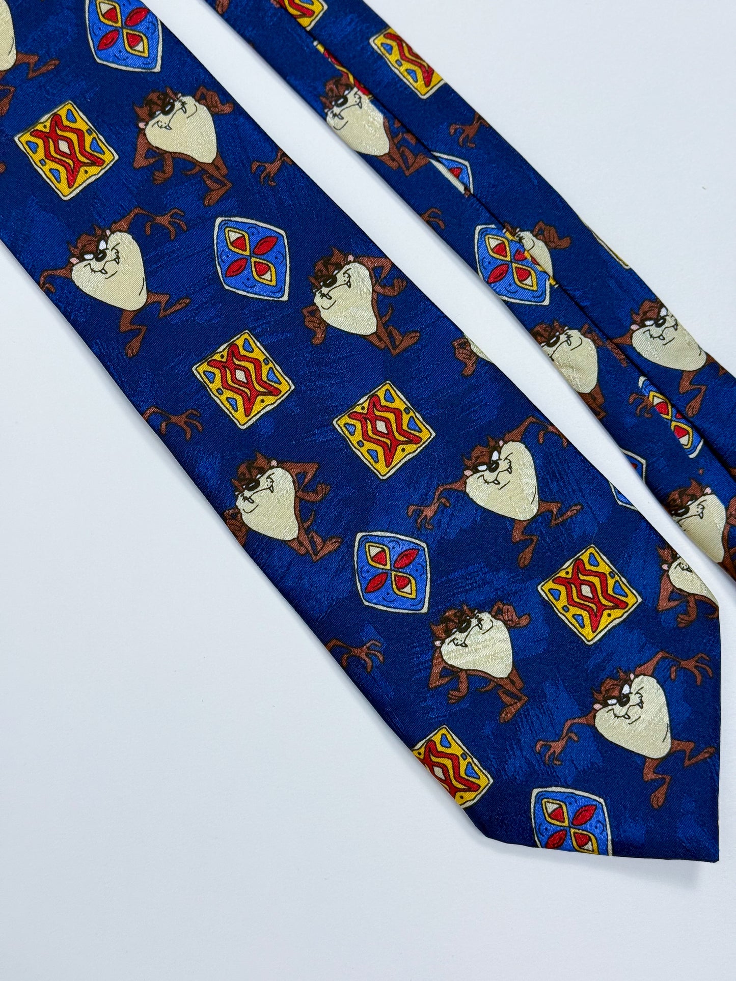 Cravatta Vintage Taz Looney Tunes Anni '90 - Fondo Blu con stampa