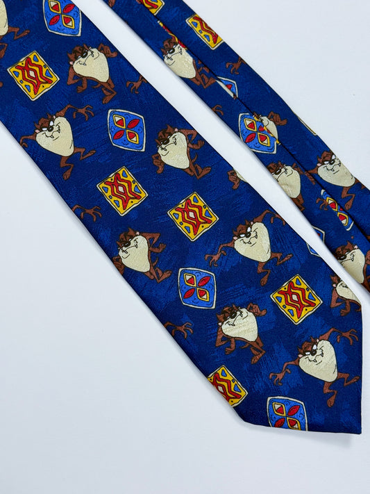 Cravatta Vintage Taz Looney Tunes Anni '90 - Fondo Blu con stampa