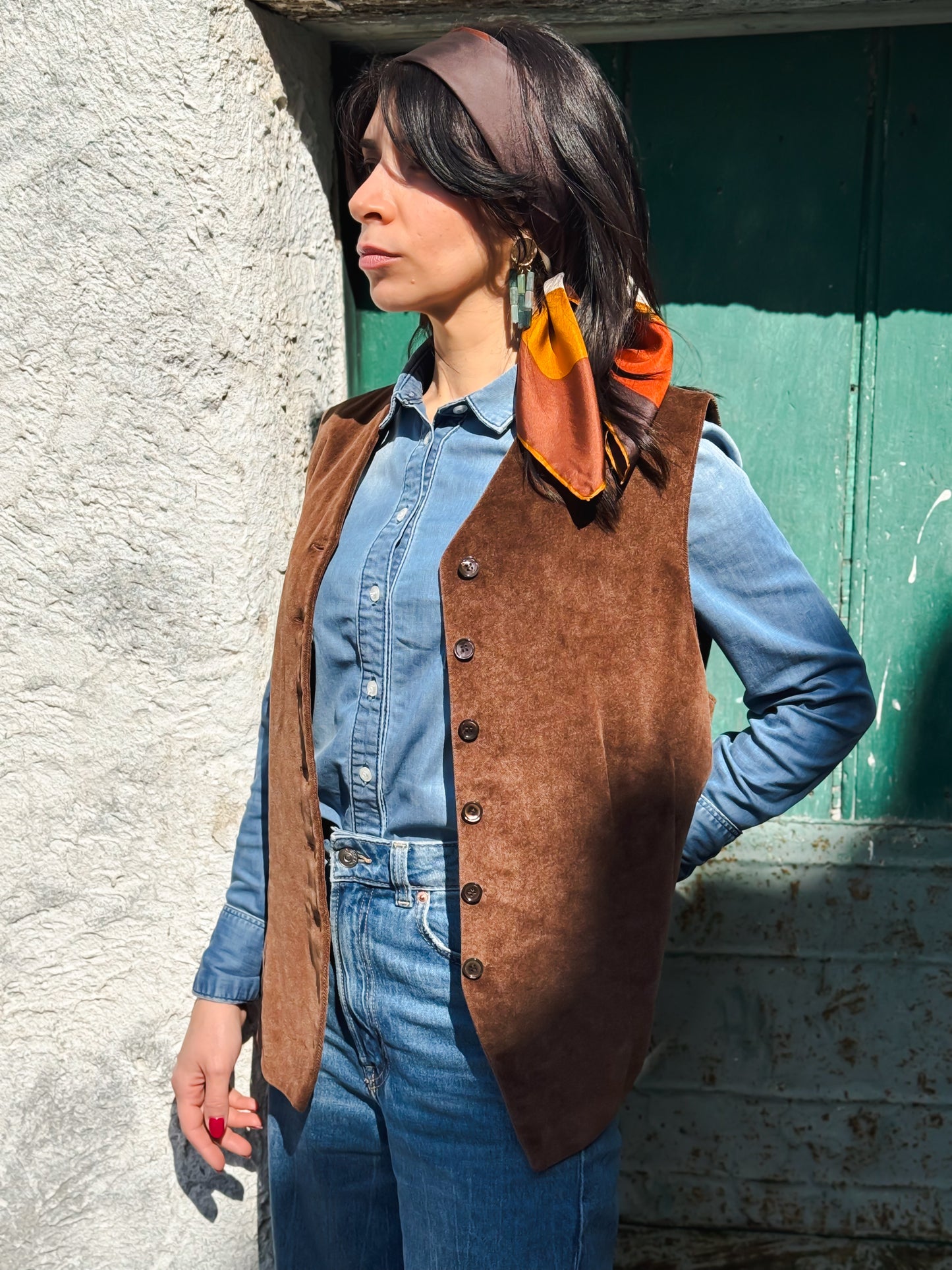 GILET IN VELLUTO MARRONE