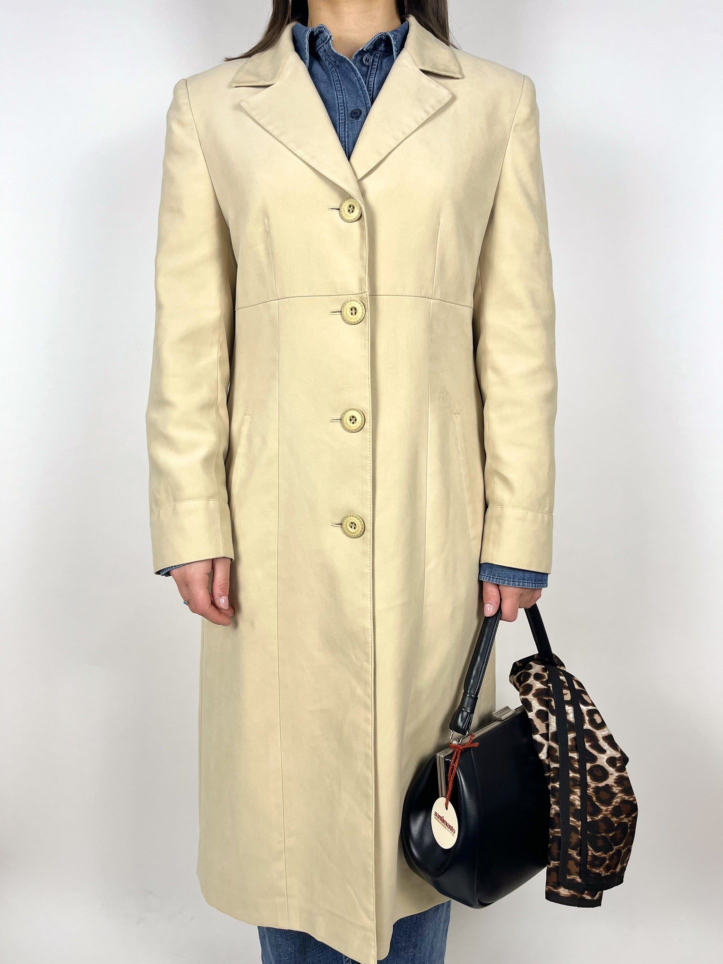 Cappotto leggero vintage beige scamosciato - anni '90