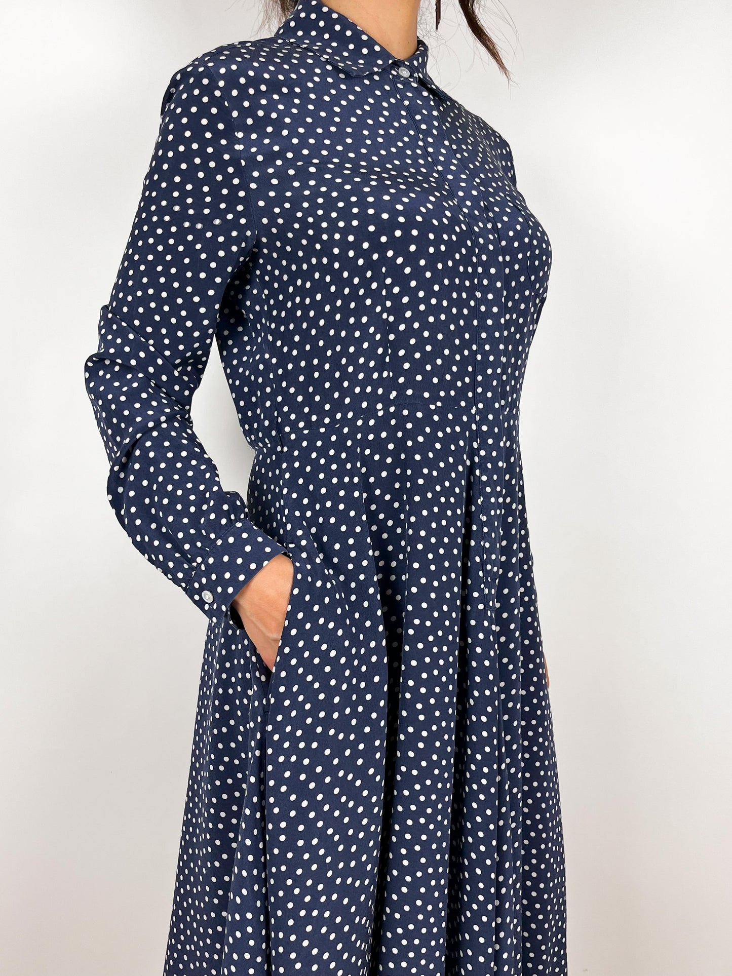 Abito vintage in pura seta a pois blu – Weekend Max Mara