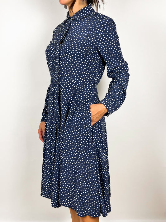 Abito vintage in pura seta a pois blu – Weekend Max Mara