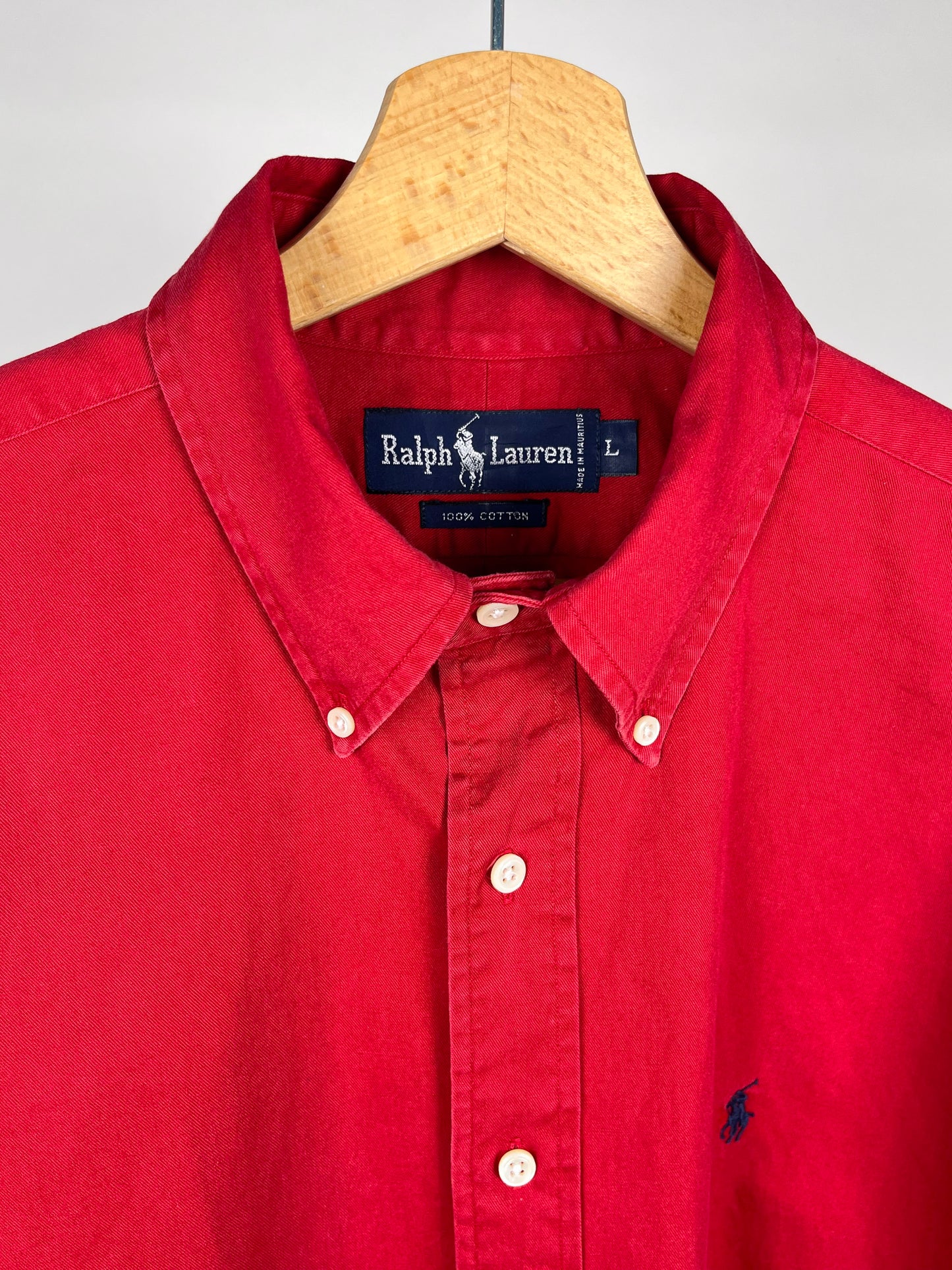Camicia Vintage Ralph Lauren Reworked con Maniche Volant – Rossa