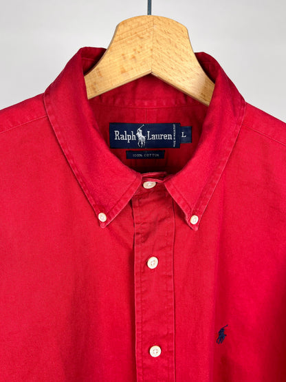 Camicia Vintage Ralph Lauren Reworked con Maniche Volant – Rossa