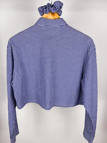 Camicia crop vintage Stefanel a quadretti con scrunchie