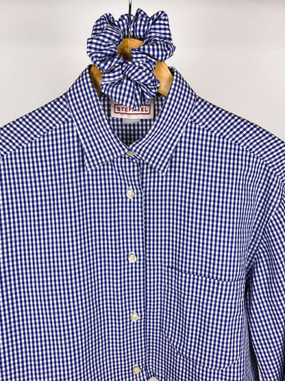 Camicia crop vintage Stefanel a quadretti con scrunchie