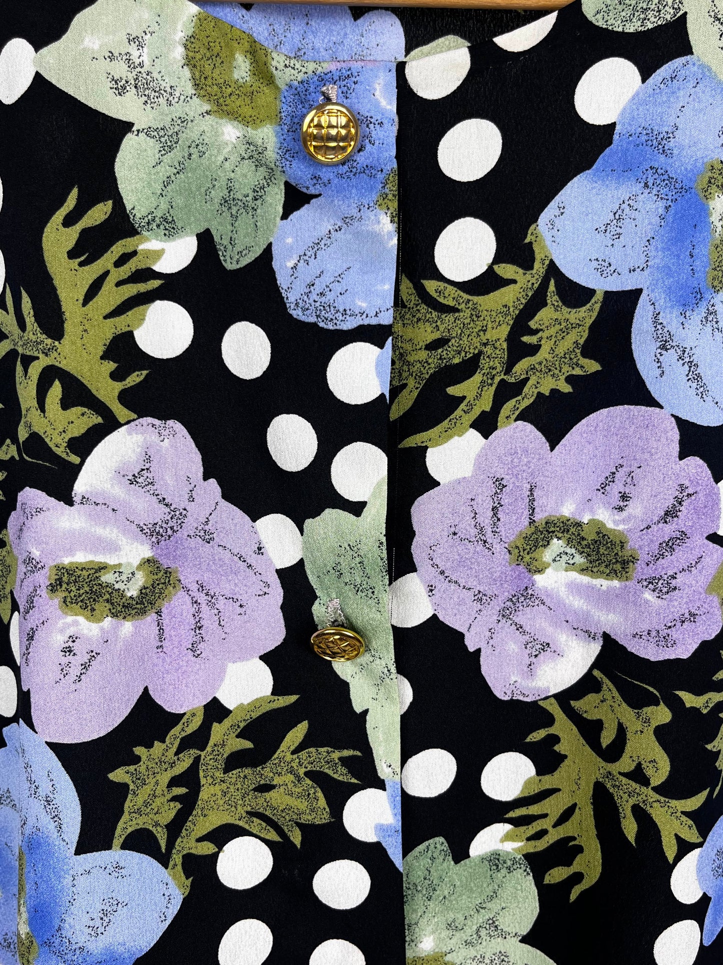 Blusa Vintage Floreale con Pois – Anni '80/'90