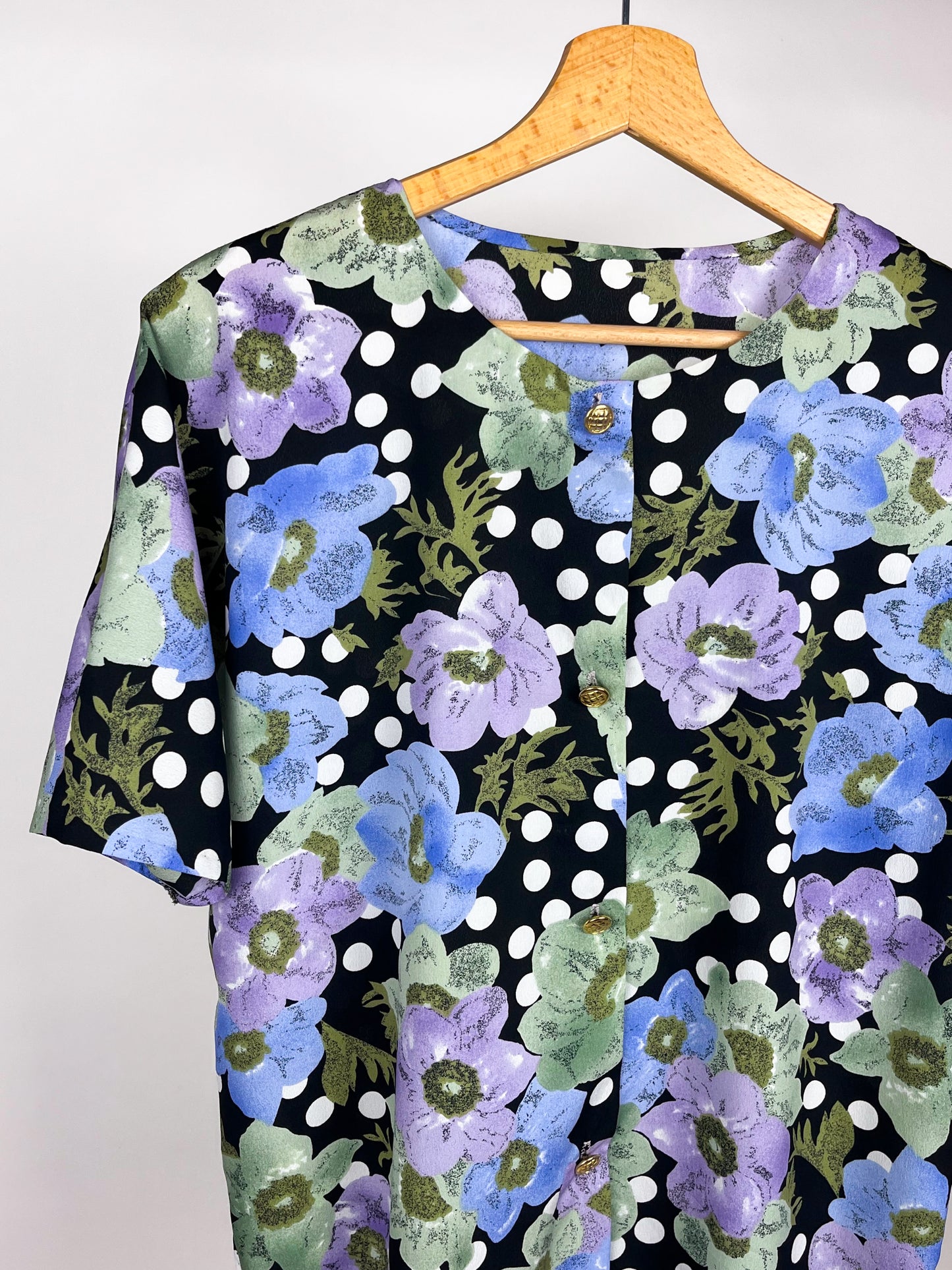 Blusa Vintage Floreale con Pois – Anni '80/'90