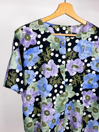 Blusa Vintage Floreale con Pois – Anni '80/'90