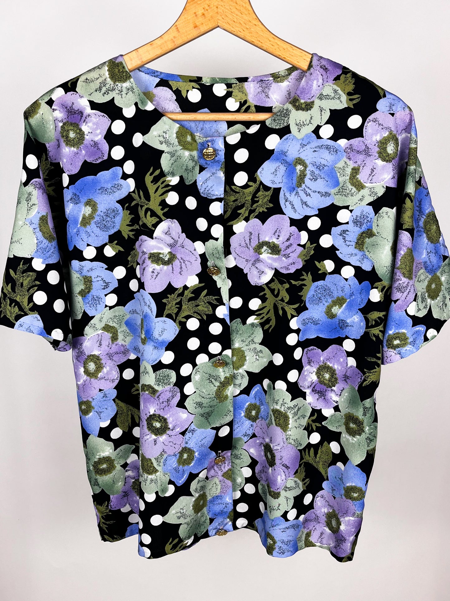 Blusa Vintage Floreale con Pois – Anni '80/'90
