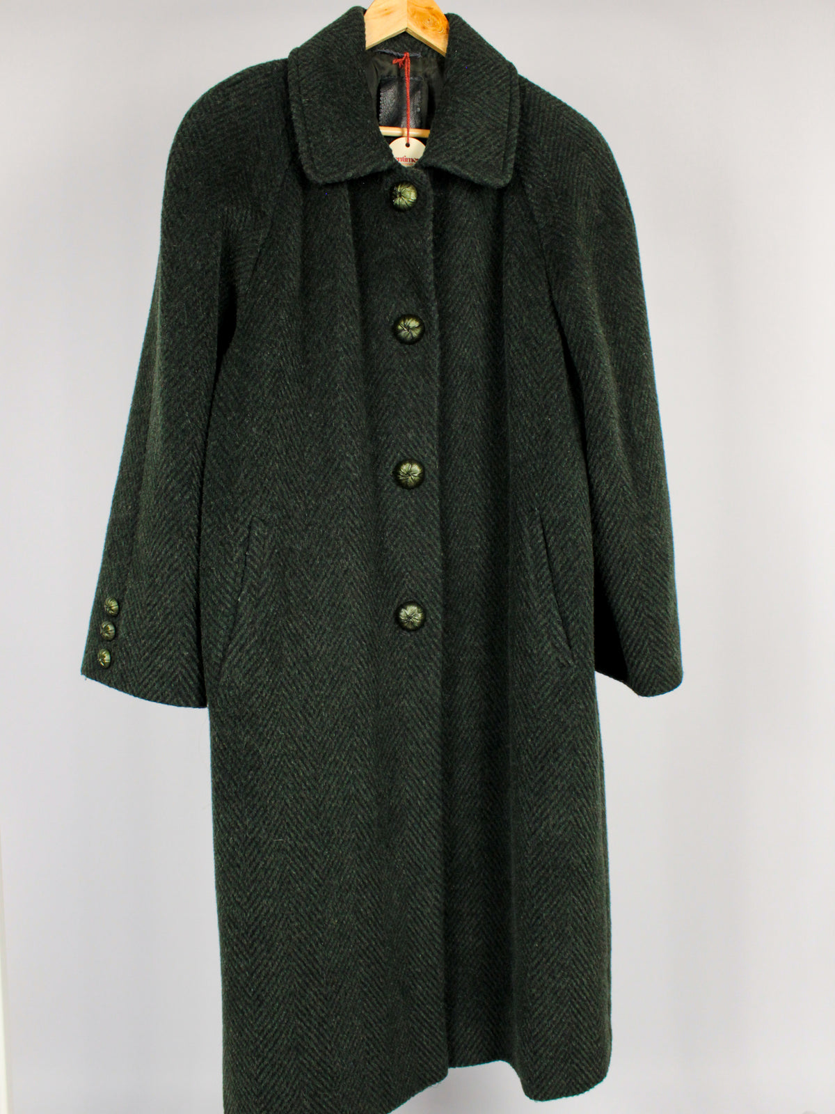 Cappotto Vintage Donna in Lana e Lama Verde Scuro – Made in Italy