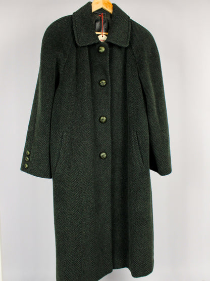 Cappotto Vintage Donna in Lana e Lama Verde Scuro – Made in Italy