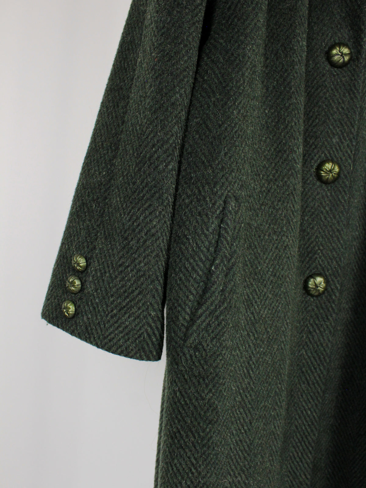 Cappotto Vintage Donna in Lana e Lama Verde Scuro – Made in Italy