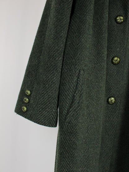 Cappotto Vintage Donna in Lana e Lama Verde Scuro – Made in Italy