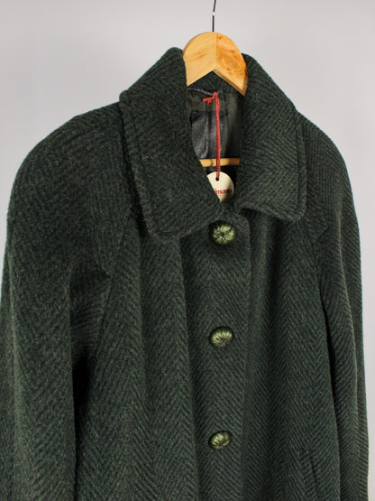 Cappotto Vintage Donna in Lana e Lama Verde Scuro – Made in Italy