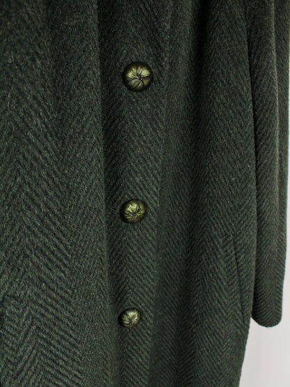 Cappotto Vintage Donna in Lana e Lama Verde Scuro – Made in Italy