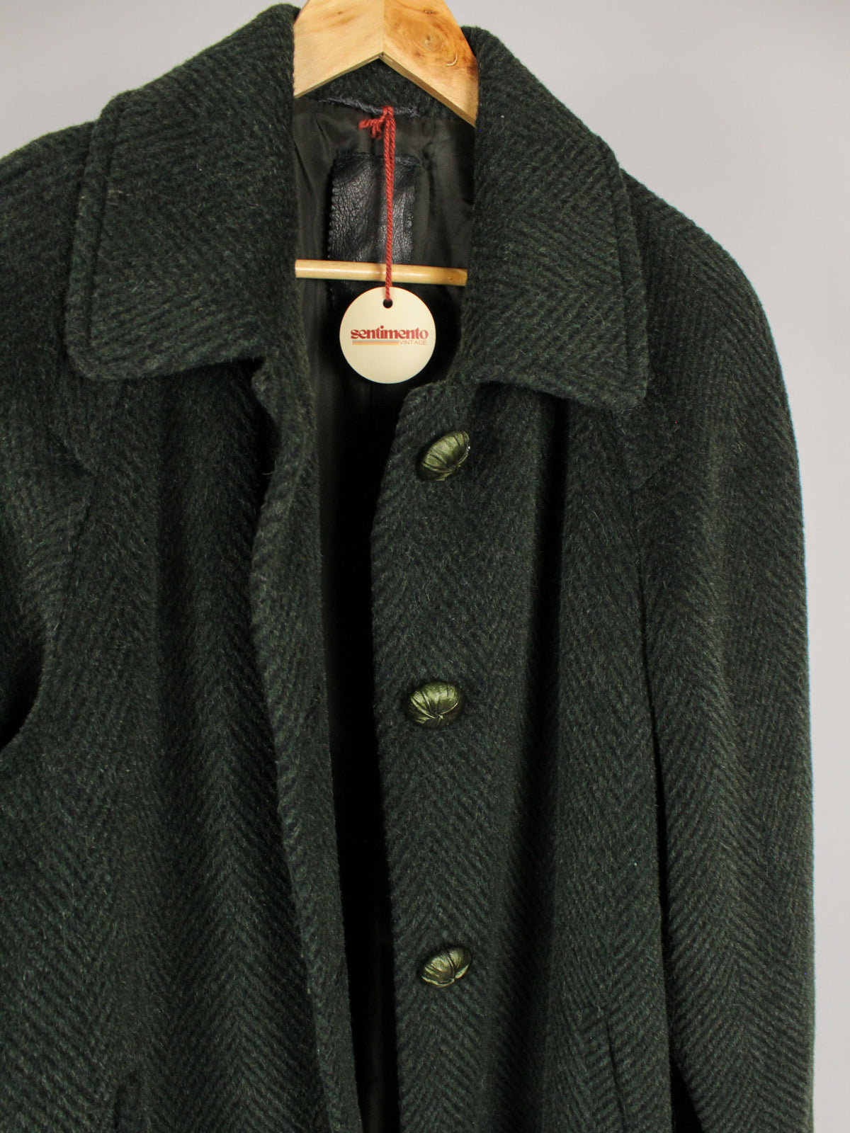 Cappotto Vintage Donna in Lana e Lama Verde Scuro – Made in Italy