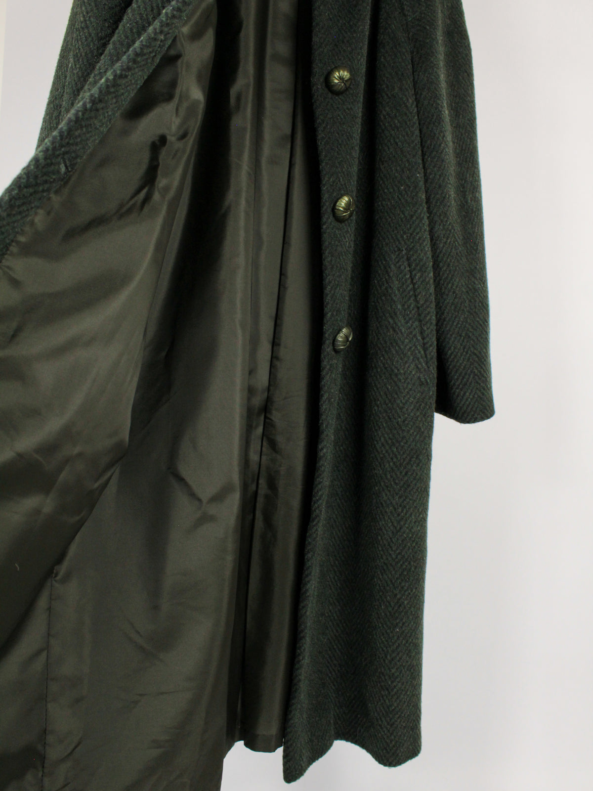 Cappotto Vintage Donna in Lana e Lama Verde Scuro – Made in Italy