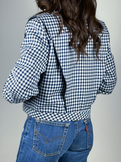 Giacca corta vintage donna vichy blu/bianco anni ’90