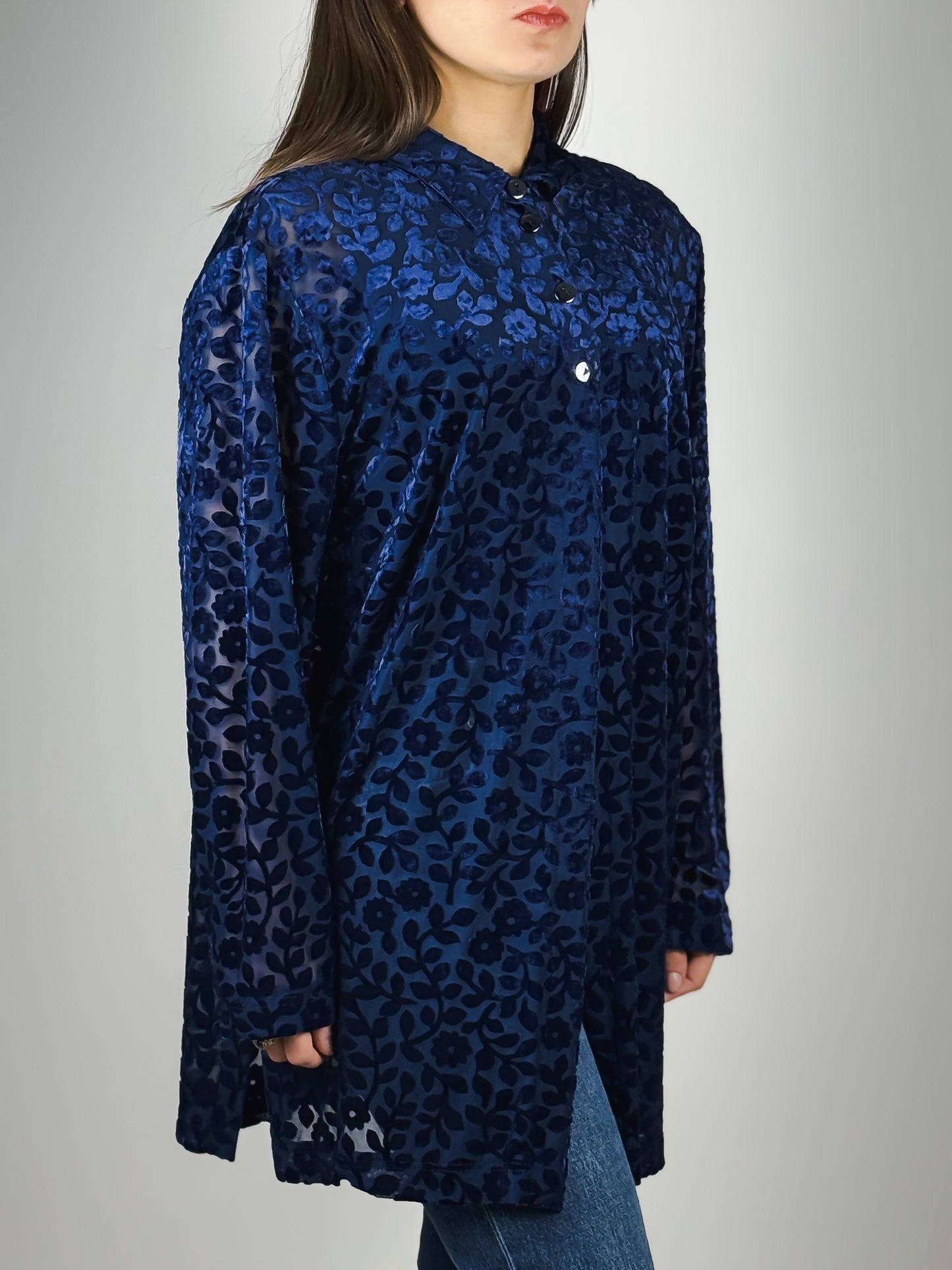 Blusa / camicia vintage trasparente in misto viscosa – anni ’90