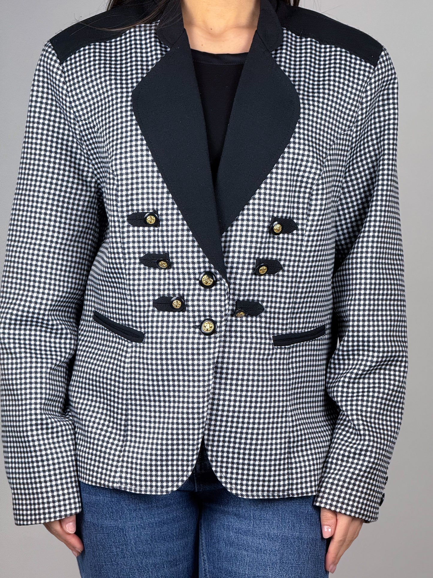 Blazer vintage a quadretti bianco e nero – anni ’80