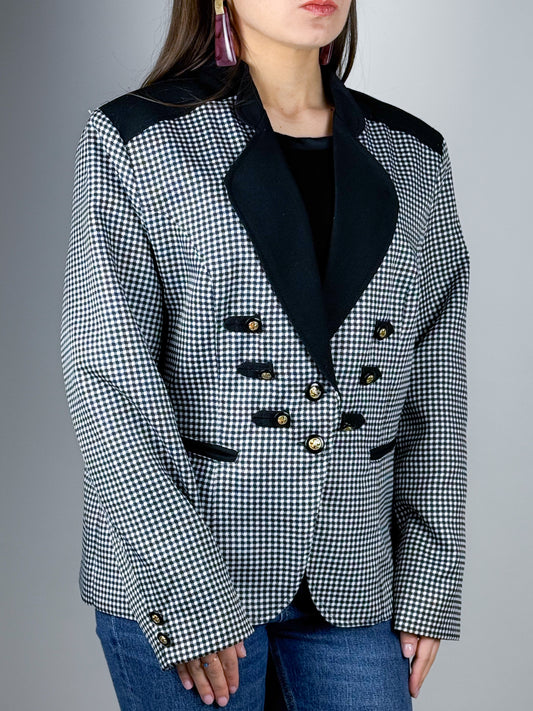 Blazer vintage a quadretti bianco e nero – anni ’80