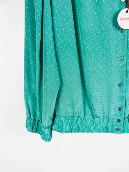 Blusa Vintage Acquamarina con Spalline Imbottite
