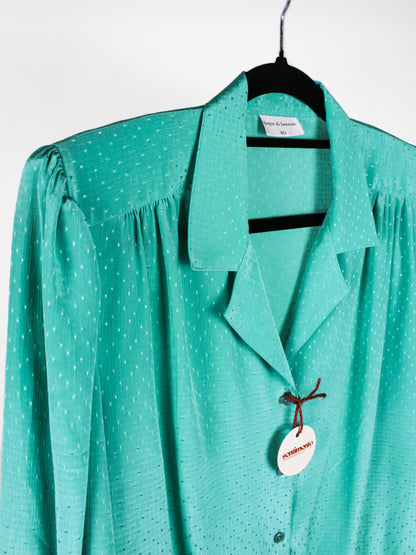 Blusa Vintage Acquamarina con Spalline Imbottite