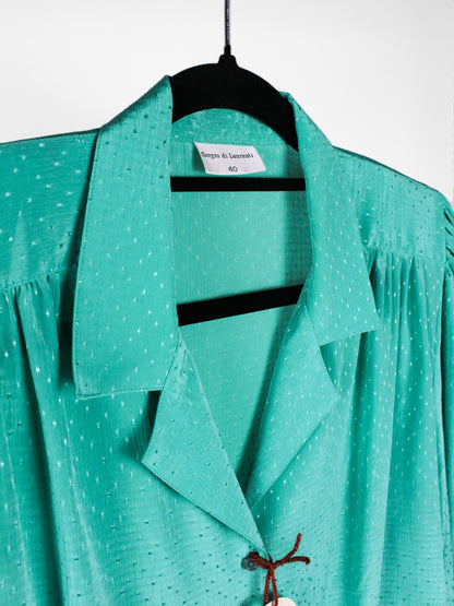 Blusa Vintage Acquamarina con Spalline Imbottite