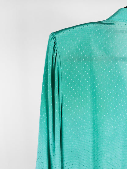 Blusa Vintage Acquamarina con Spalline Imbottite