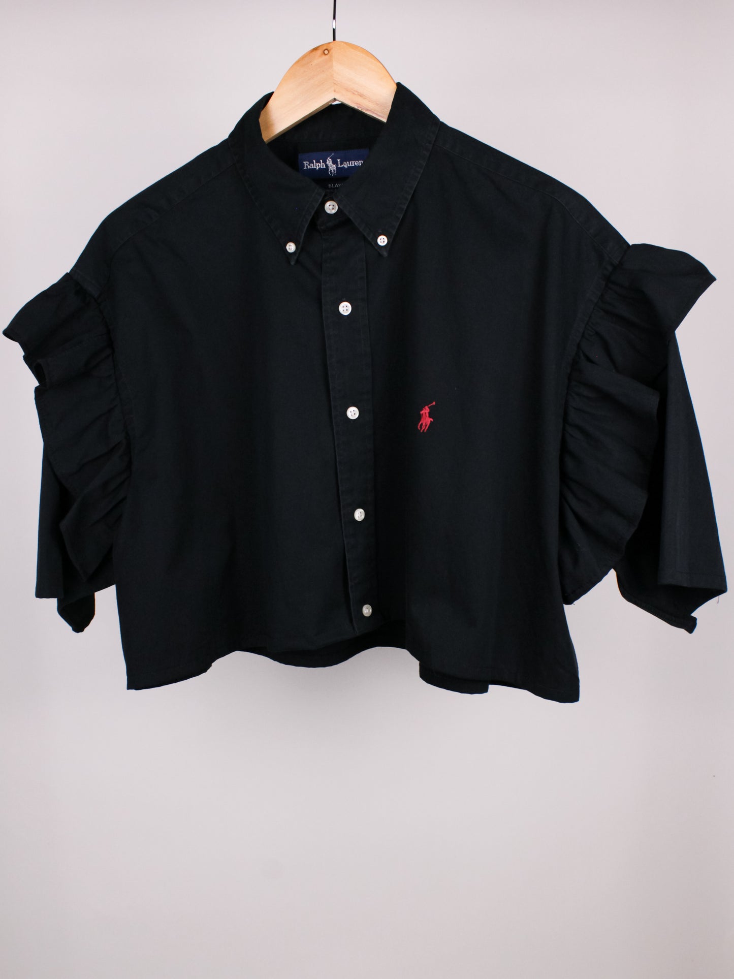 Camicia Vintage Ralph Lauren Blake Nera – Crop con Volant
