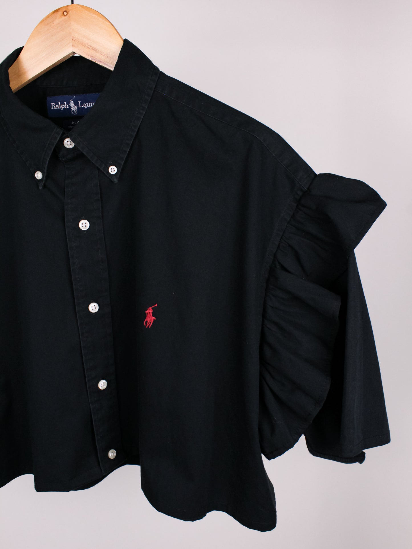 Camicia Vintage Ralph Lauren Blake Nera – Crop con Volant